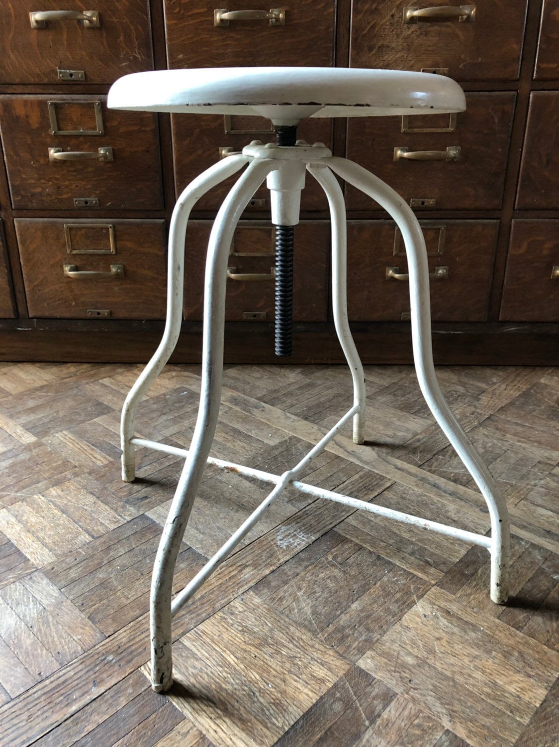 Adjustable Stool, Industrial Stool, Metal Desk Stool, Vintage Drafting