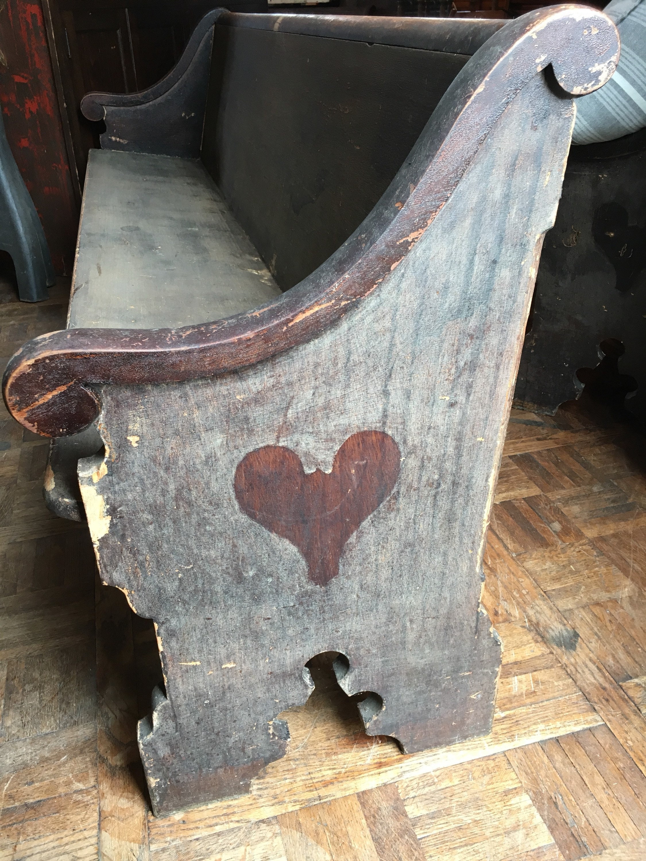 Antique Church Pew Bench, Farmhouse Bench, Entryway Bench, Wooden
