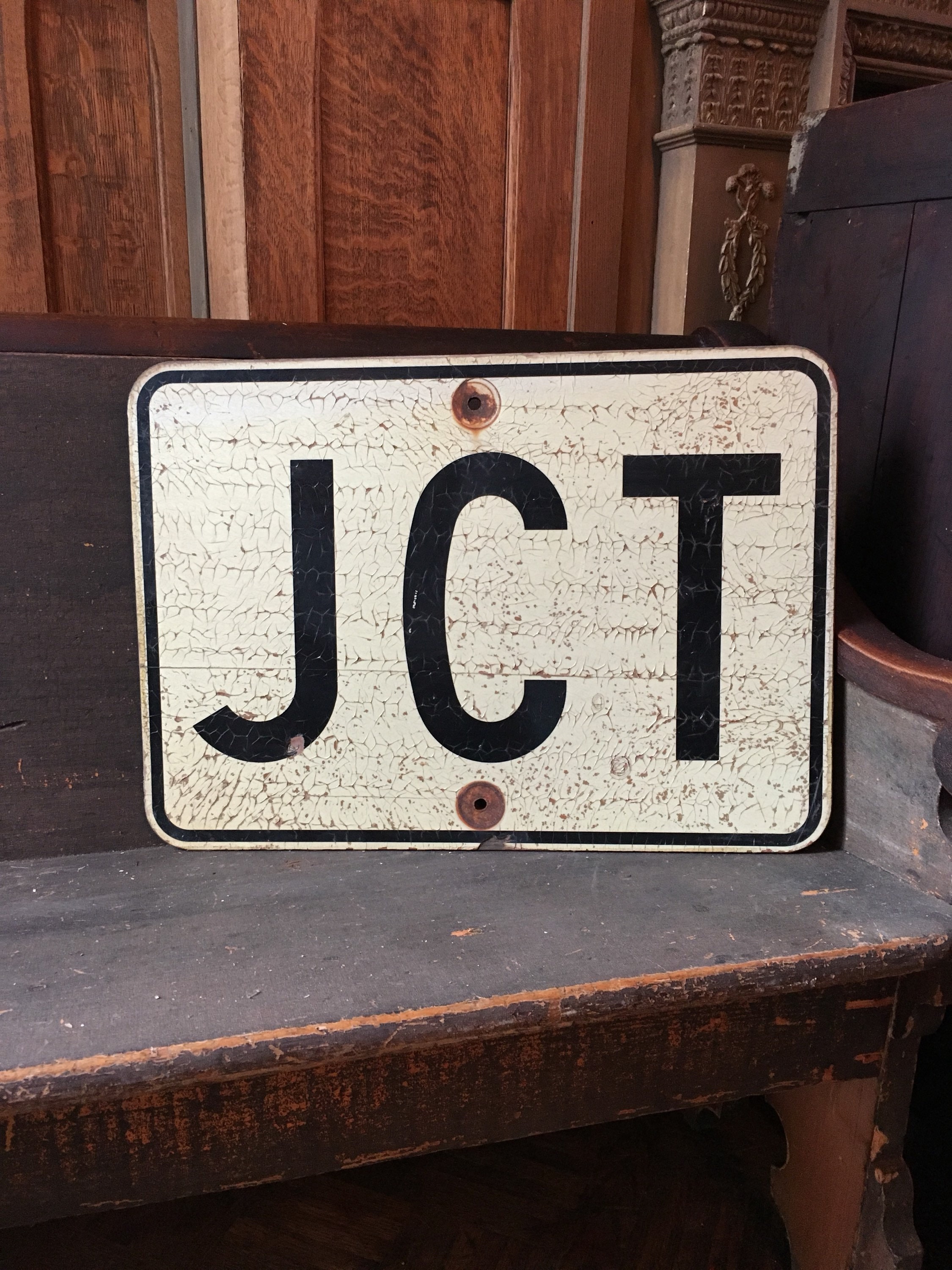 Vintage Road Sign, JCT Junction Sign, Wood Street Sign, Directional