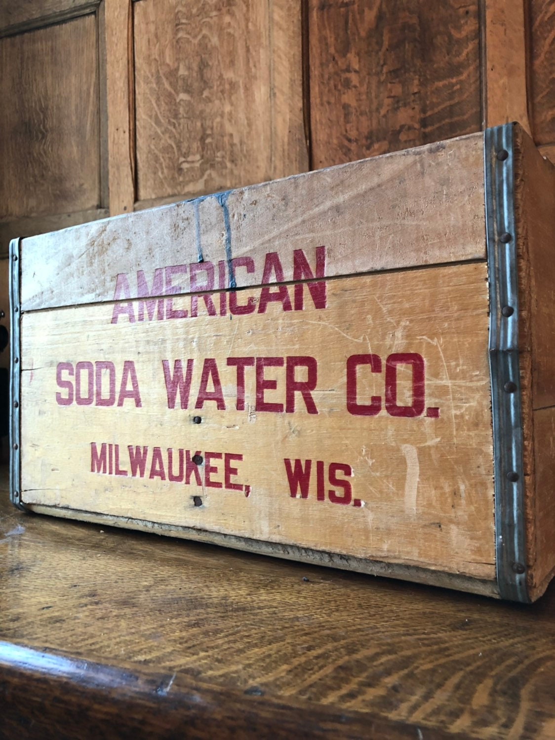 Vintage American Soda Water Crate, Vintage Wood Crate