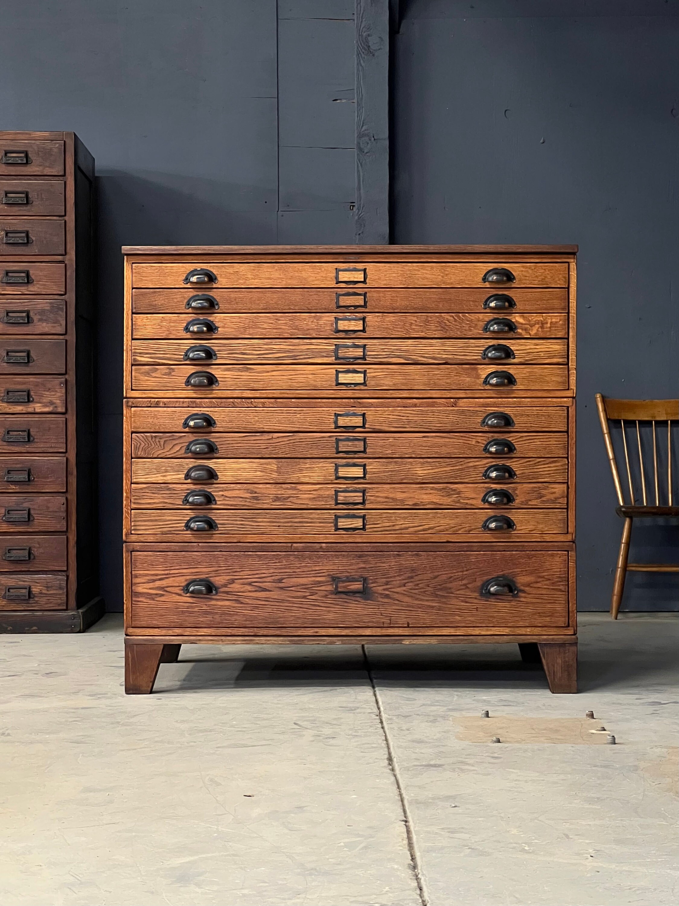 RESERVED Large Antique Flat File Hamilton Oak Map