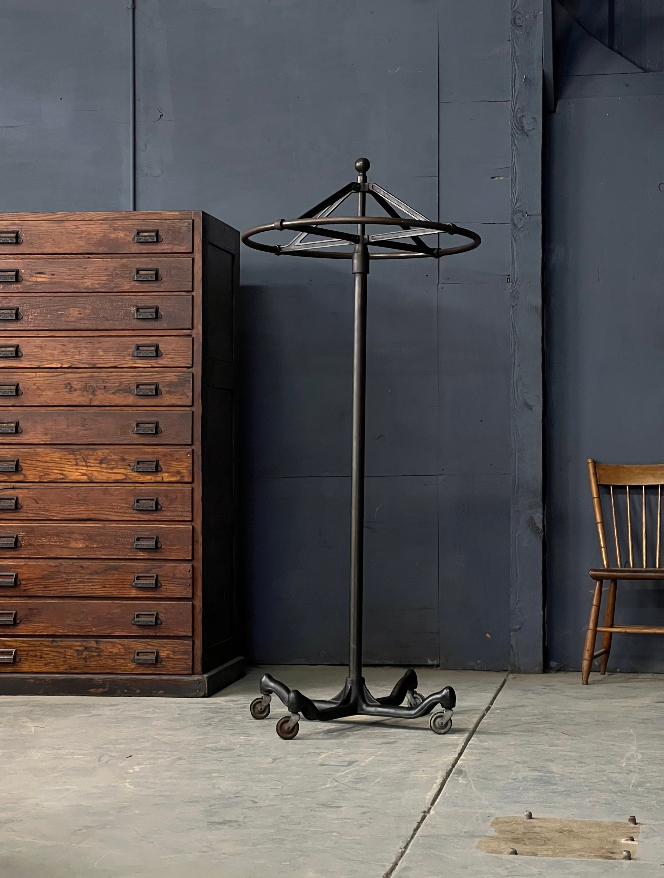 Antique Garment Rack, Japanned Finish, Coat Rack, Revolving Clothing