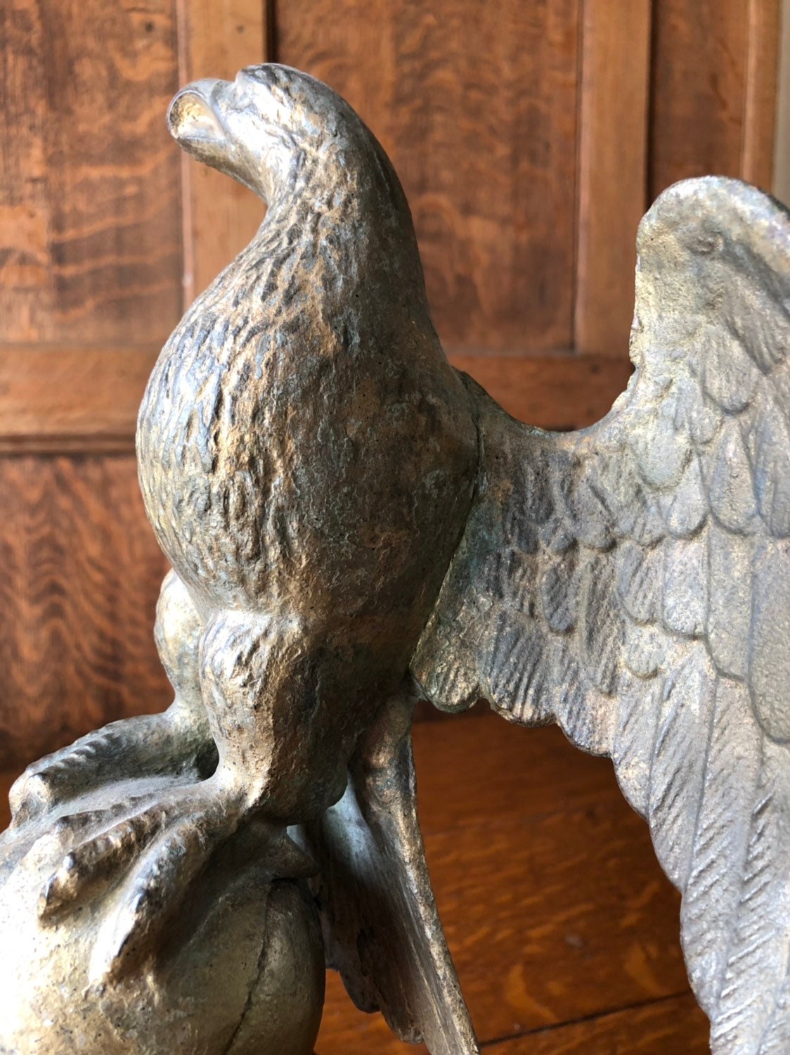 Antique Cast Iron Eagle Flag Pole Topper, Eagle Finial Statue, American