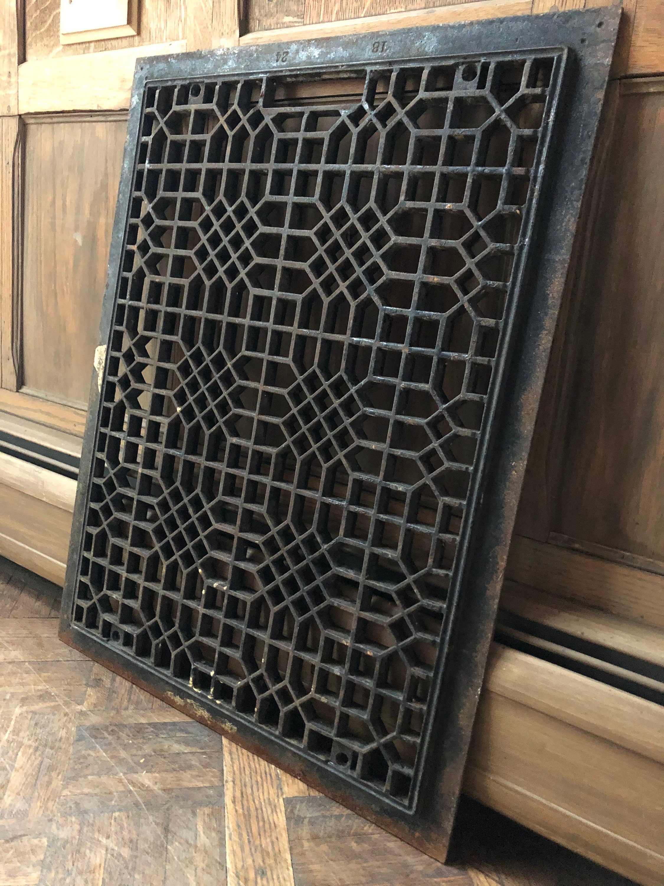 LARGE Antique Cast Iron Grate, 26 Cast iron Radiator Grate