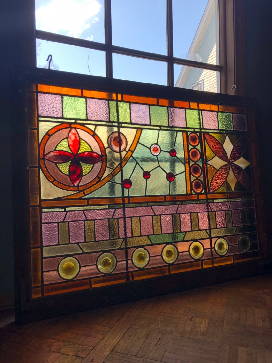 PAIR Of Antique Stained Glass Large Mid 1800s Kokomo Stained Etsy