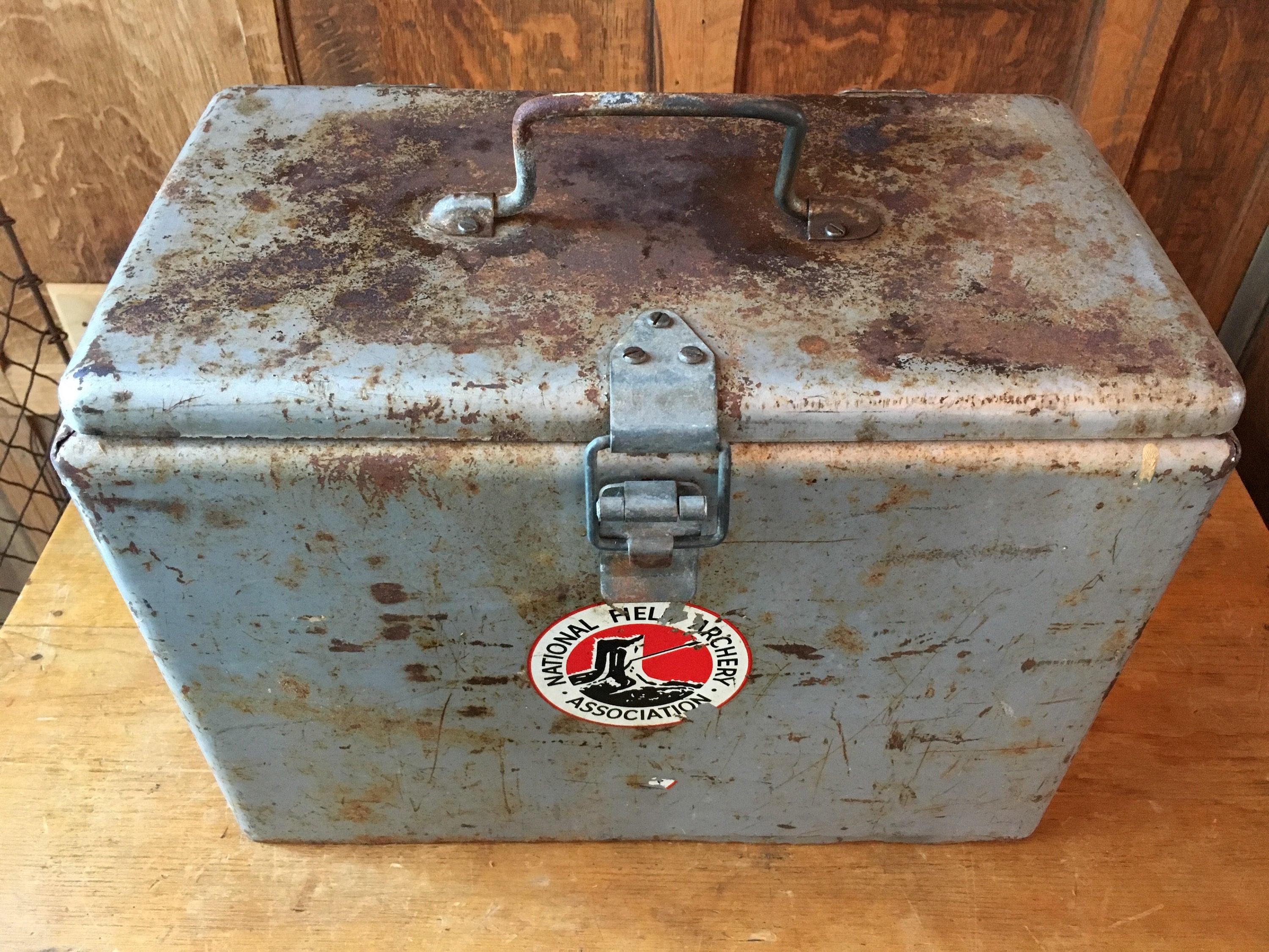 Vintage Metal Cooler, Beer Cooler, Small Portable Cooler, Industrial