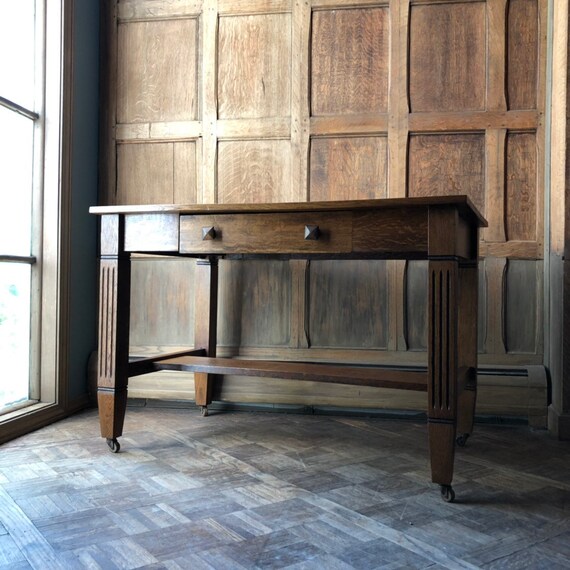 Antique Library Table Quarter Sawn Oak Mission Style Table Etsy