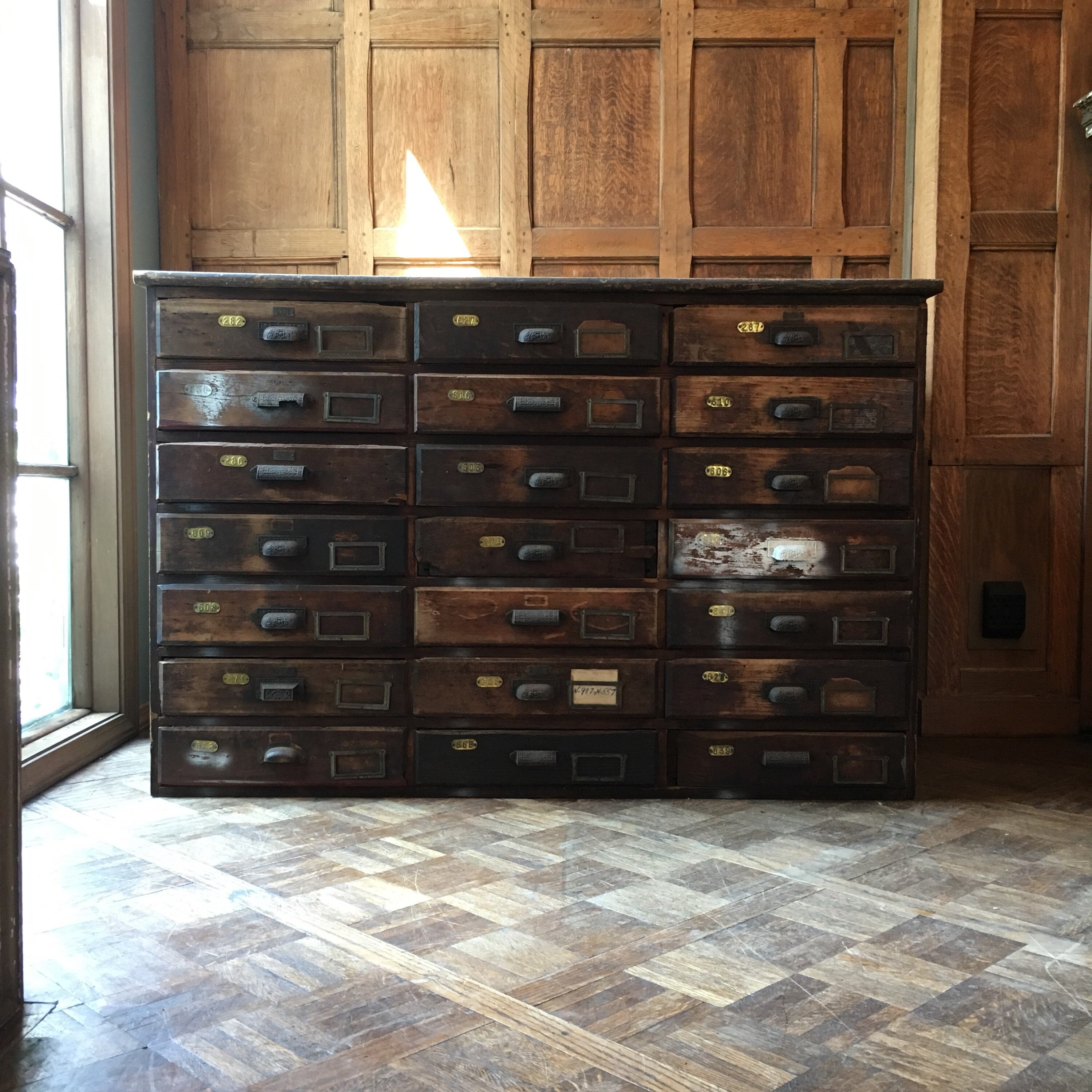 Antique Hardware Store Parts Cabinet Oak Drawer Unit Antique