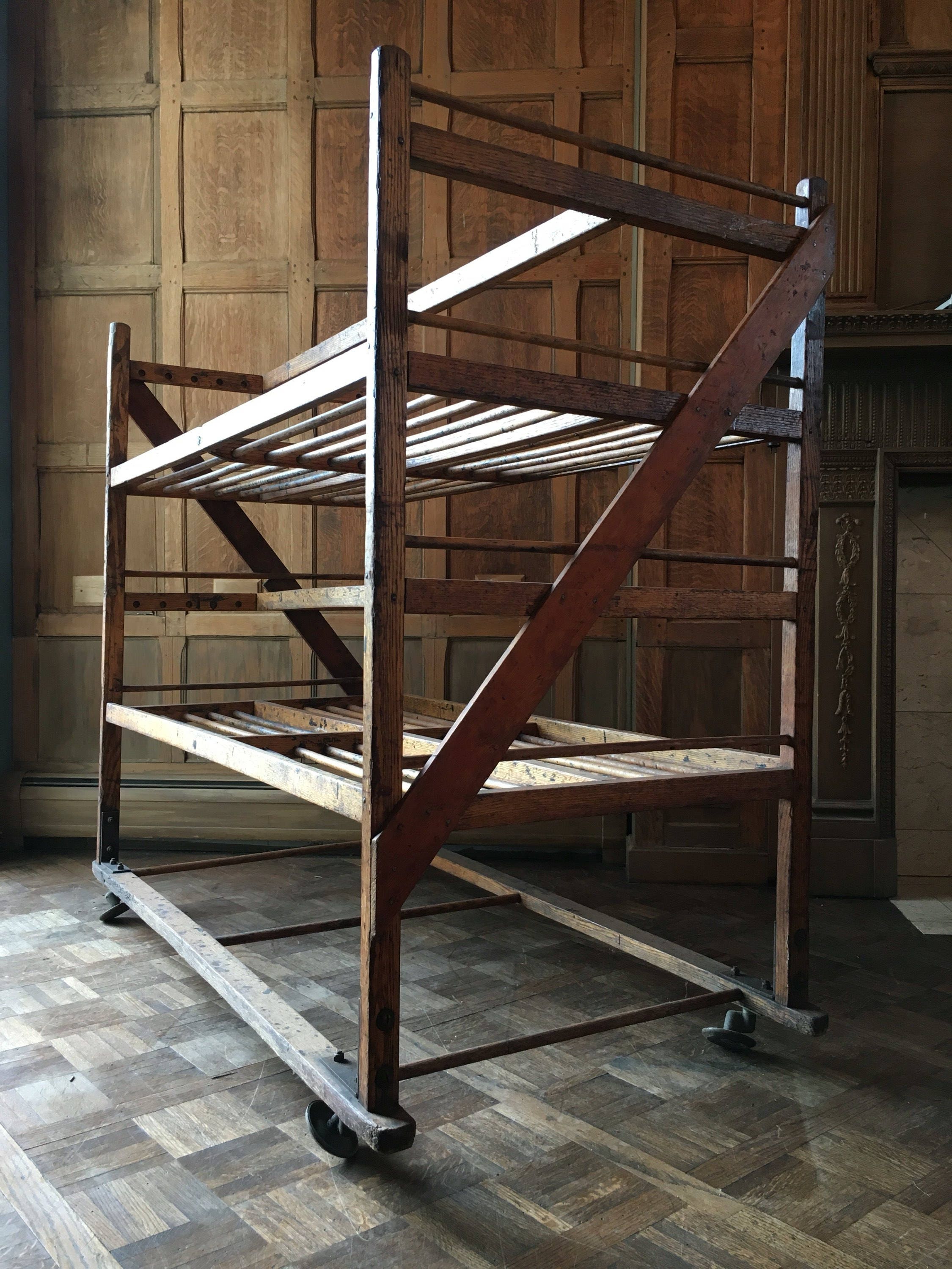 RESERVED Large Antique Bakers Rack, Wood Bakers Rack, Wooden Bakers Rack, Industrial Shelf