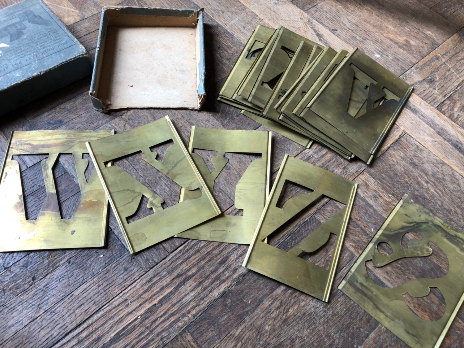 Antique Brass Stencil Set, Large Antique Stencil For Wood Signs, Large