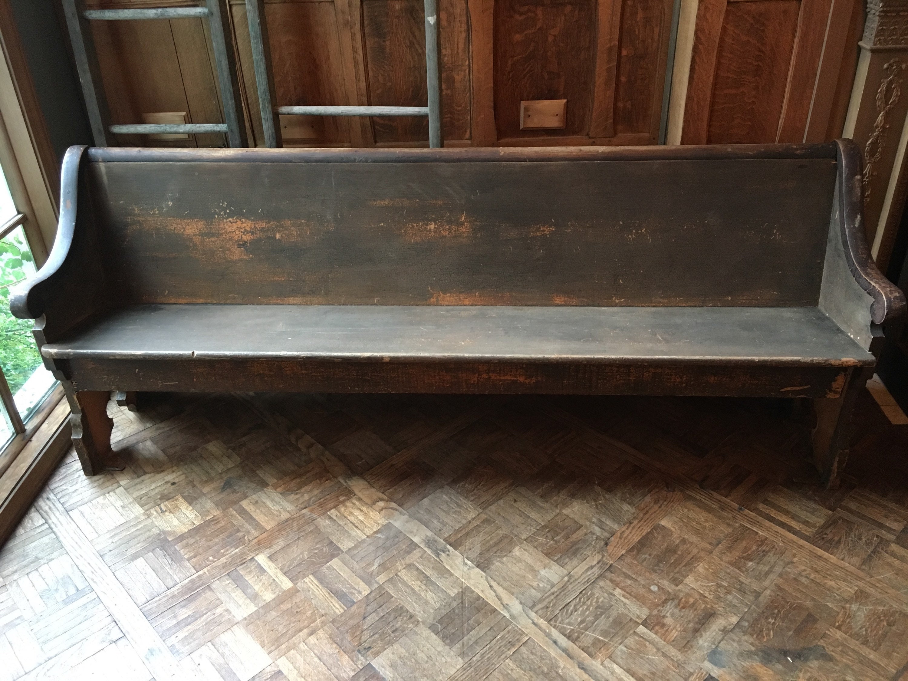 Antique Church Pew Bench, Farmhouse Bench, Entryway Bench, Wooden