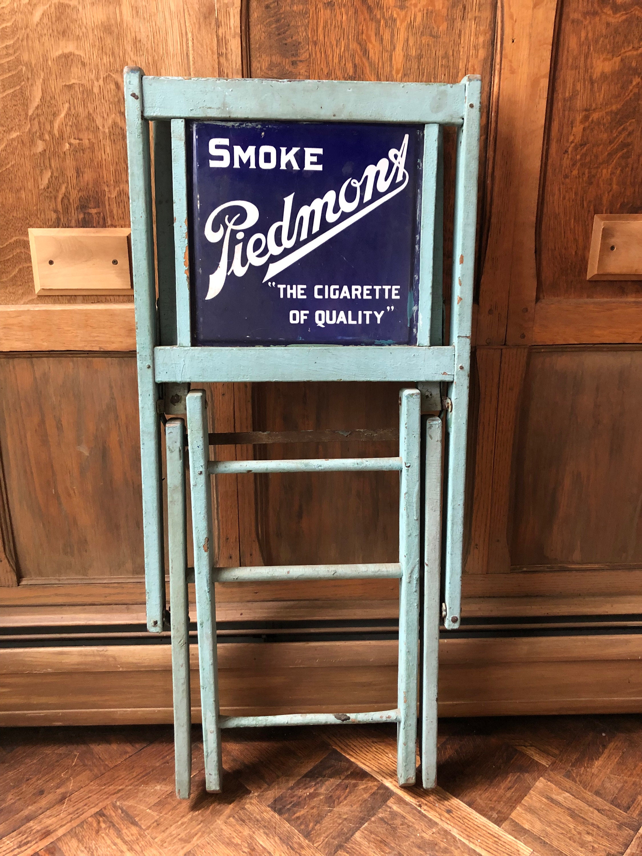 Antique Piedmont Cigarettes Advertising Chair, Smoke Piedmont Sign
