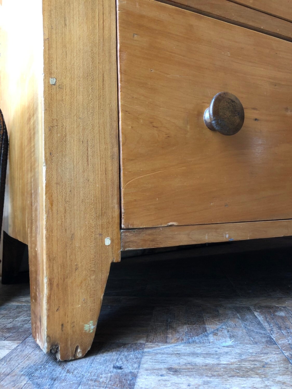 Antique Blanket Chest Two Drawers, Primitive Dovetail Pine and Maple