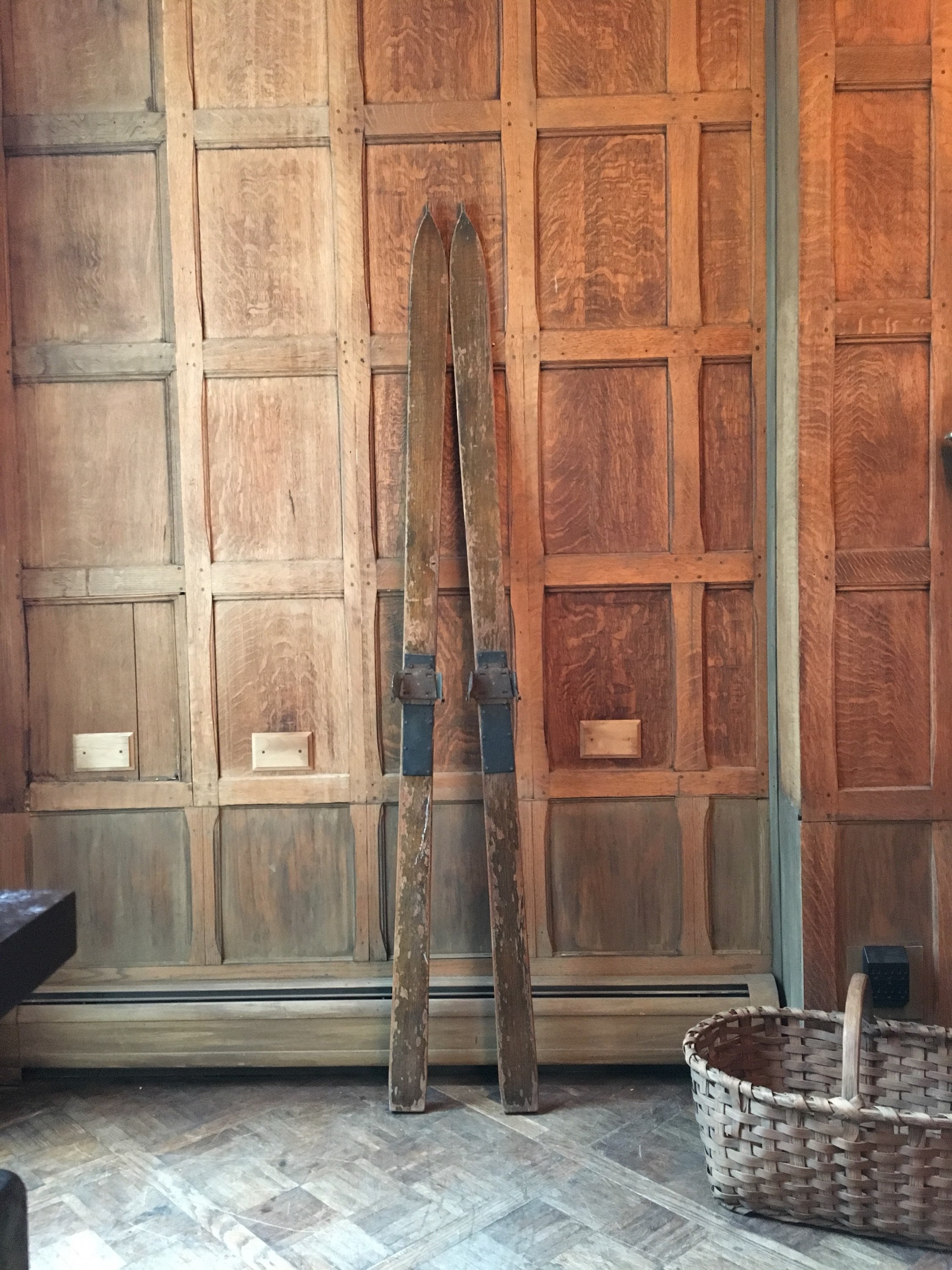 Vintage Wood Skis, Pair Of Wooden Downhill Skis, Rustic