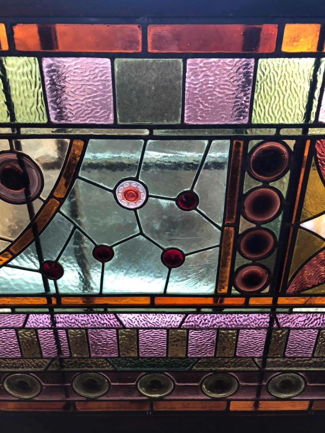 PAIR Of Antique Stained Glass Large Mid 1800s Kokomo Stained Etsy