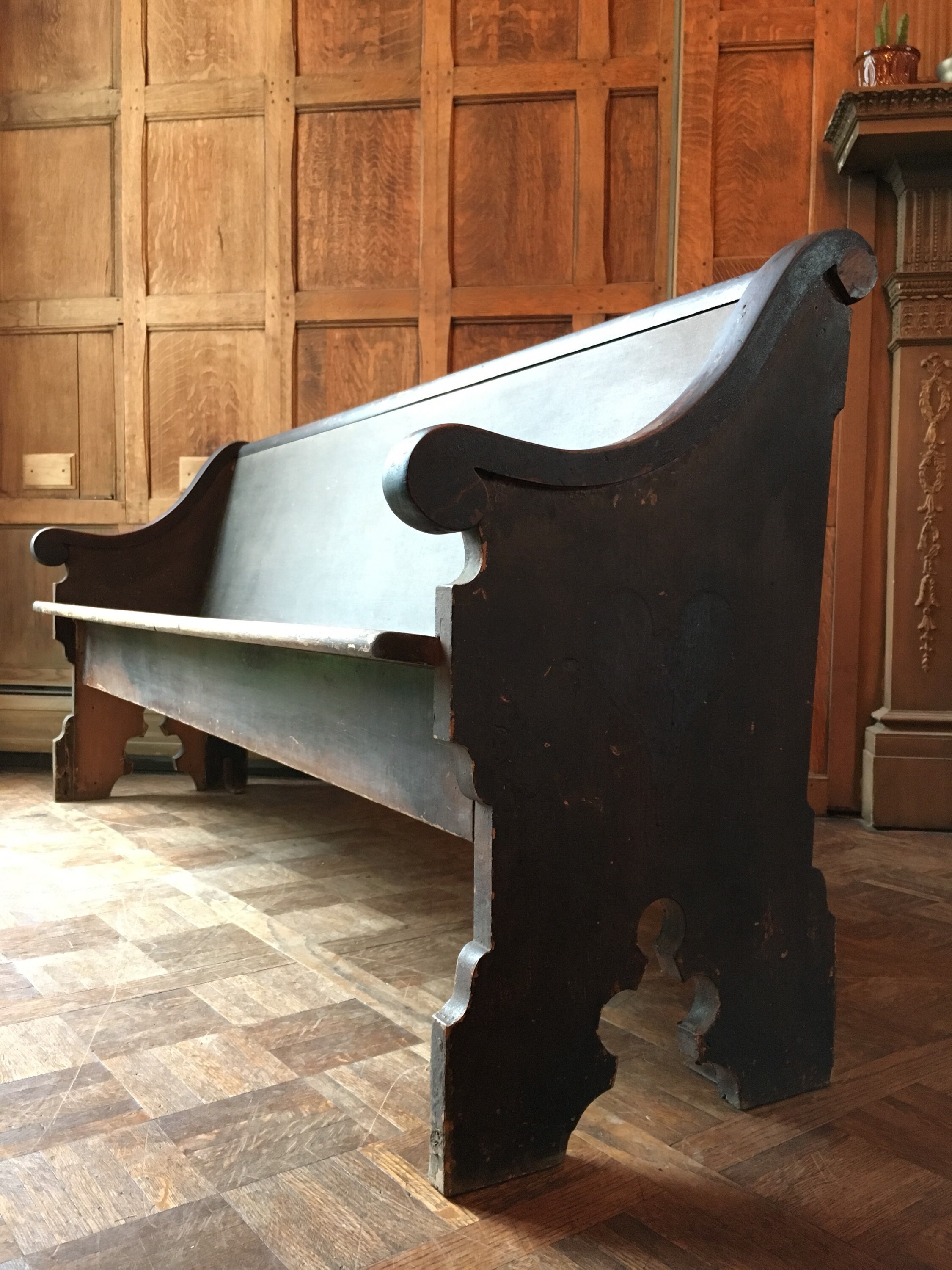 Antique Church Pew, Farmhouse Bench, Primitive Entryway Bench, Wooden