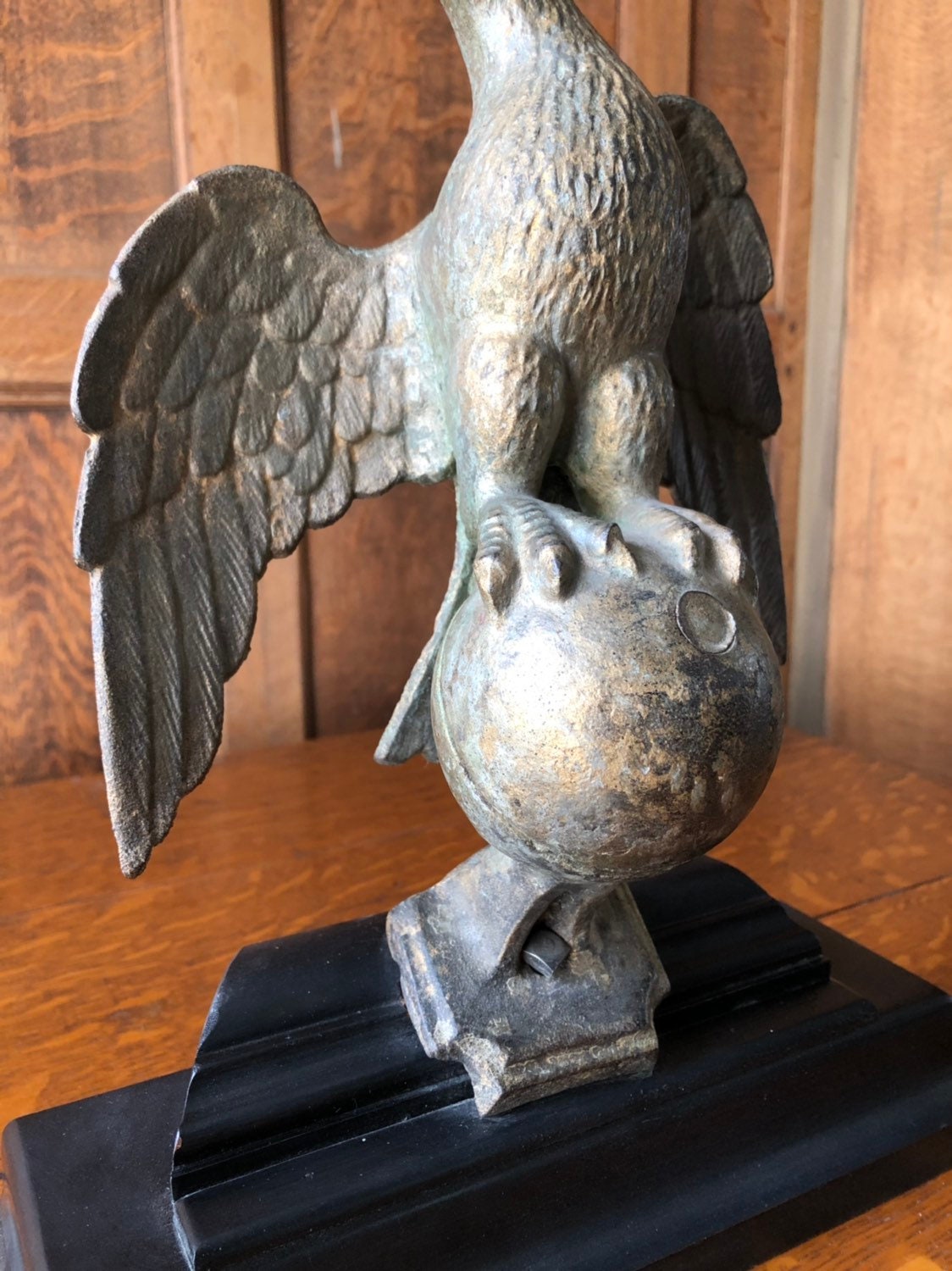 Antique Cast Iron Eagle Flag Pole Topper, Eagle Finial Statue, American
