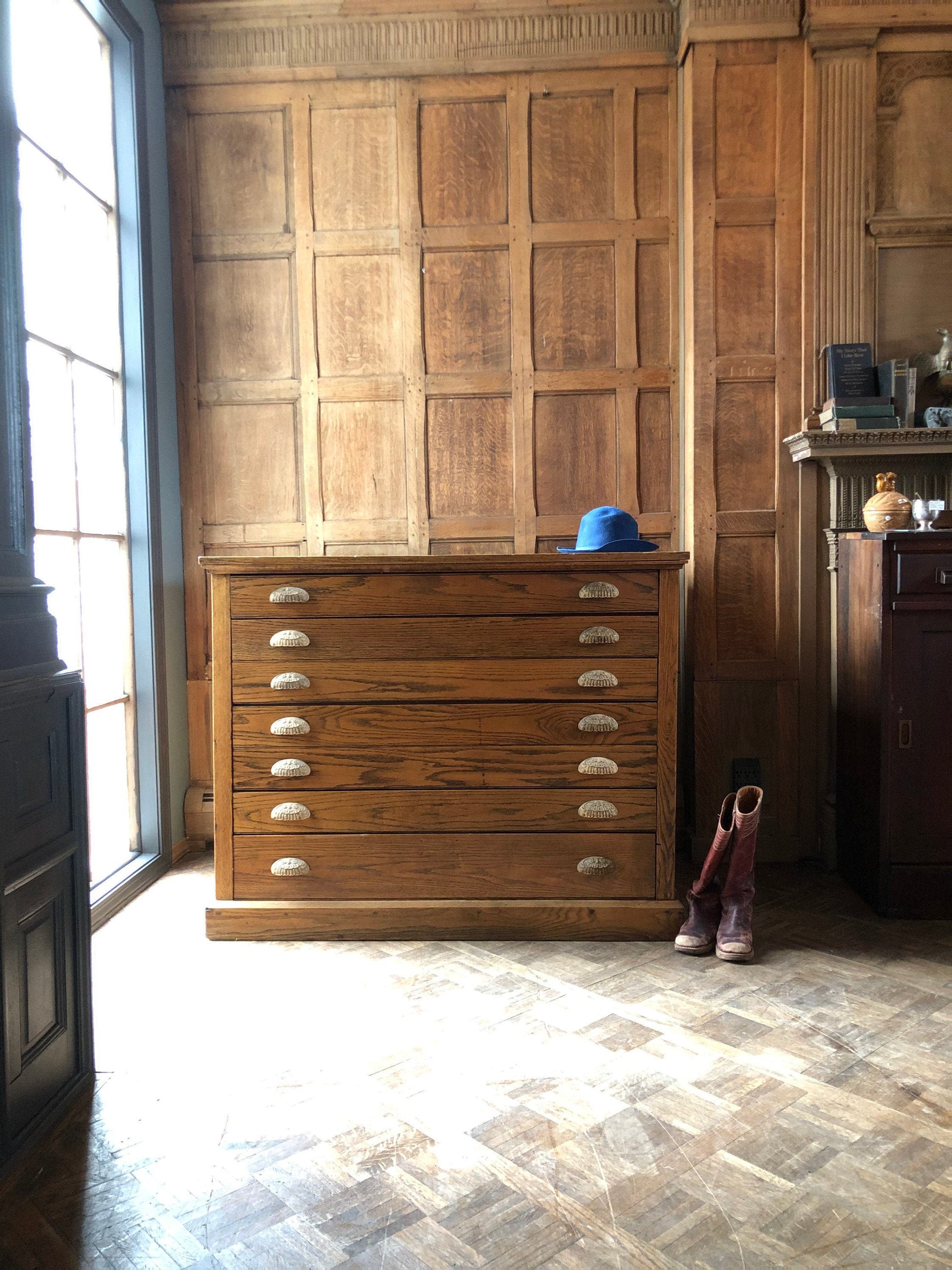 Large Antique Flat File Cabinet Antique Oak Map Cabinet