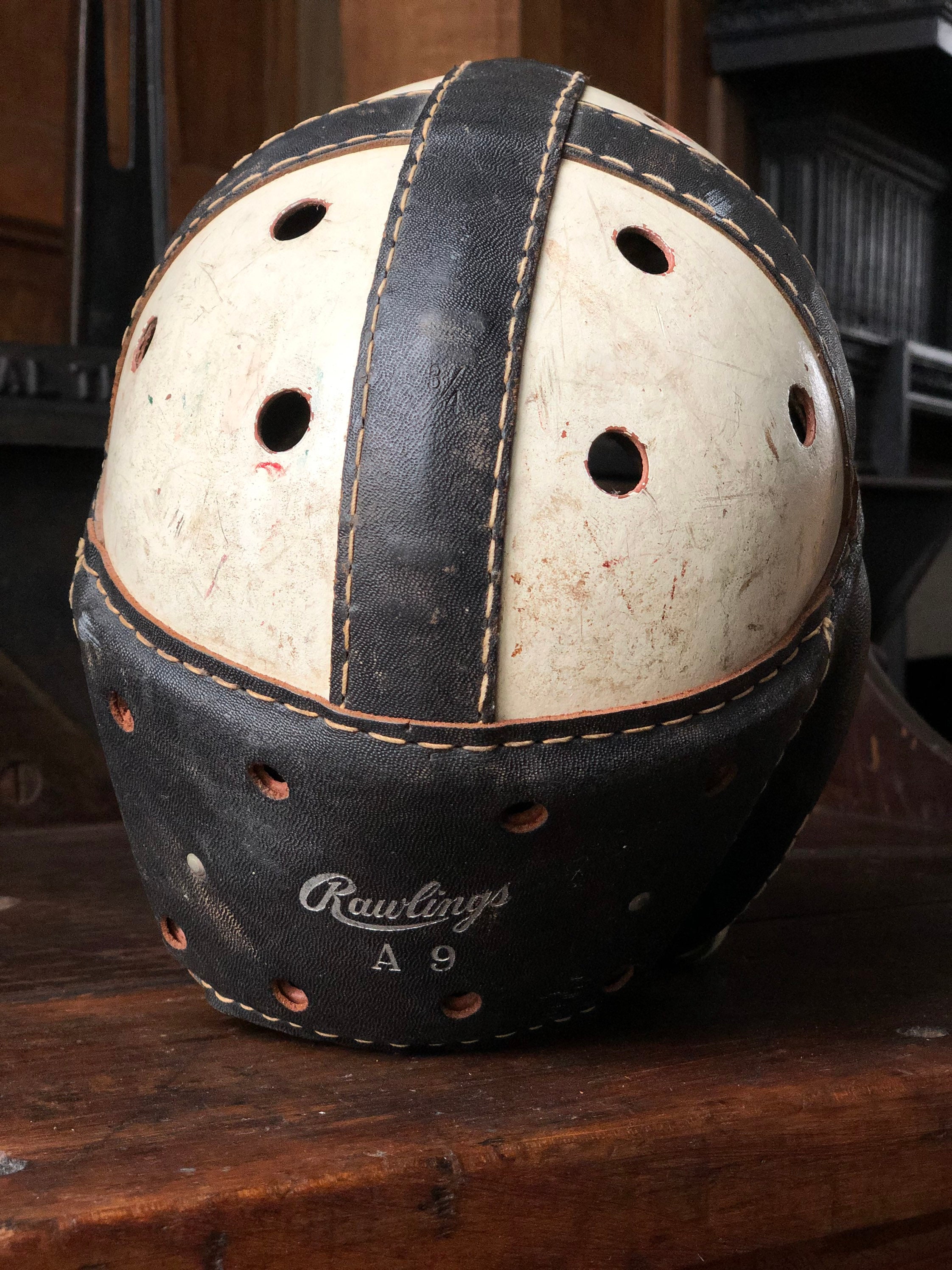 Vintage Football Helmet, Leather Football Helmet, Vintage Football Decor, Sports Room Decor