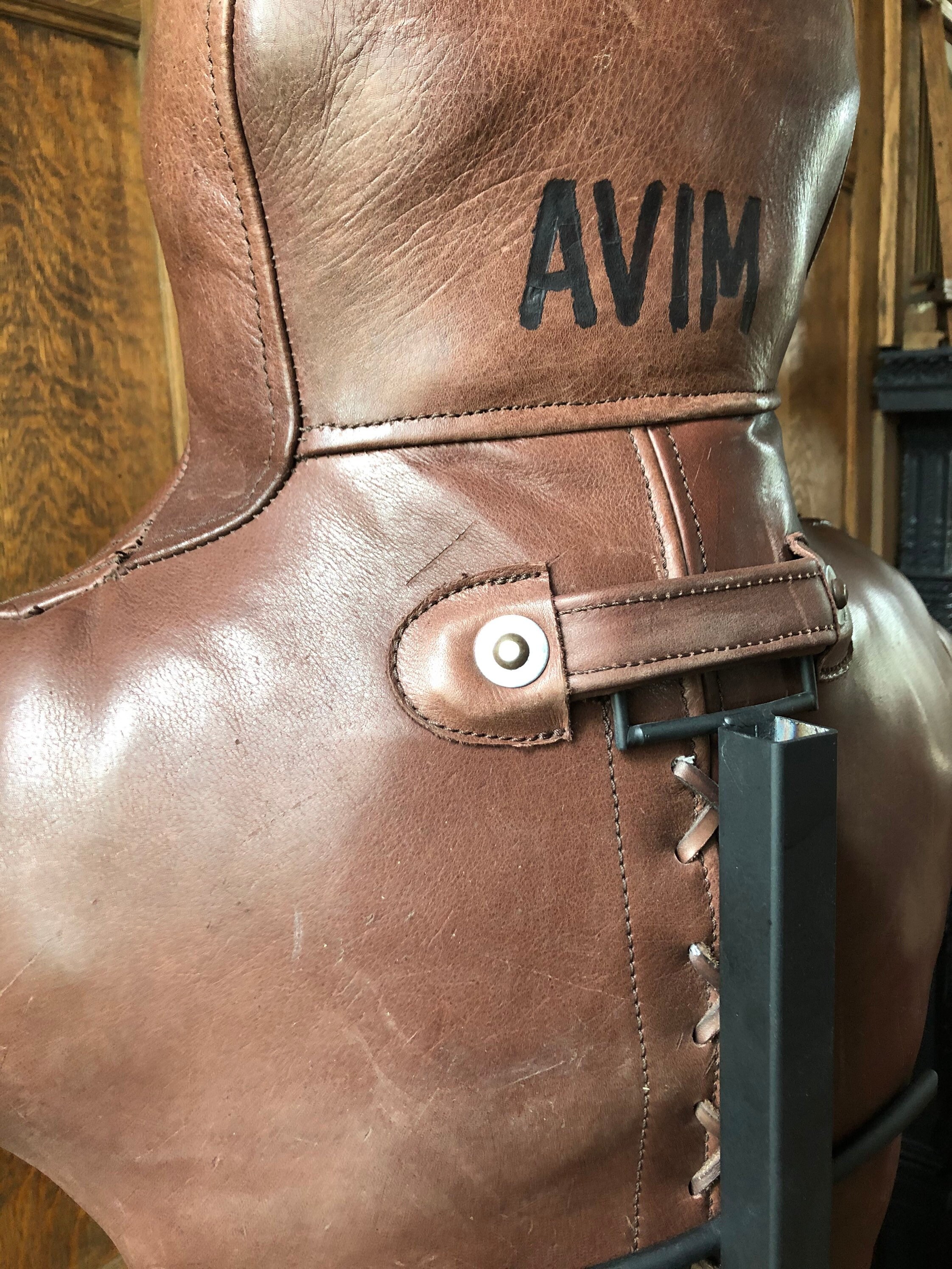 Antique Leather Grappling Dummy, 1940s European Wrestling