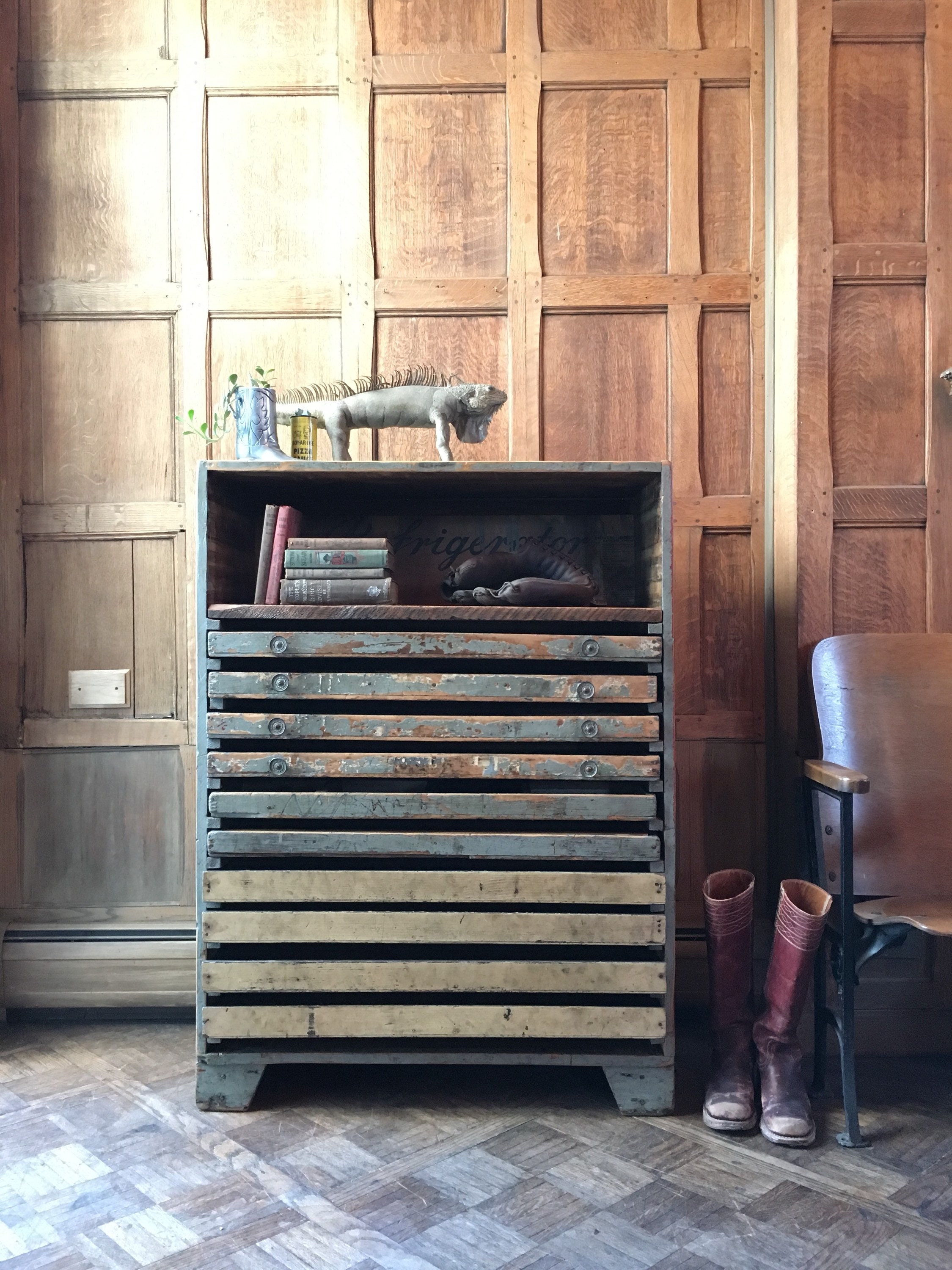Reserved Vintage Drawer Unit Reclaimed Wood Flat File