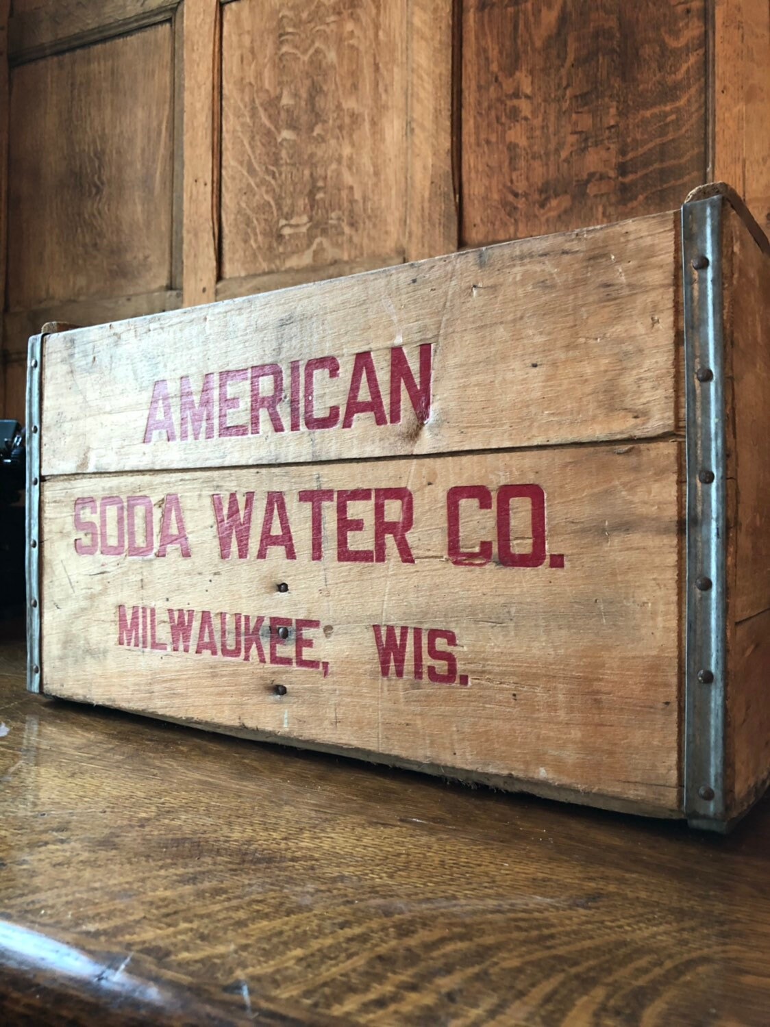 Vintage Wood Crate, American Soda Water Co, Milwaukee