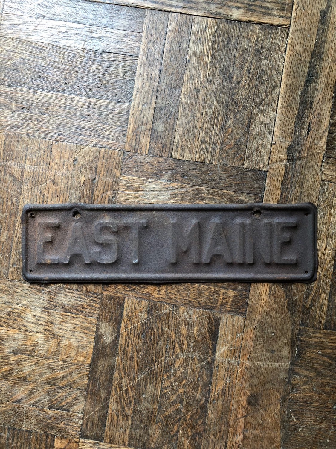 Vintage Street Sign, East Maine Metal Road Sign, Old Metal Sign, Metal