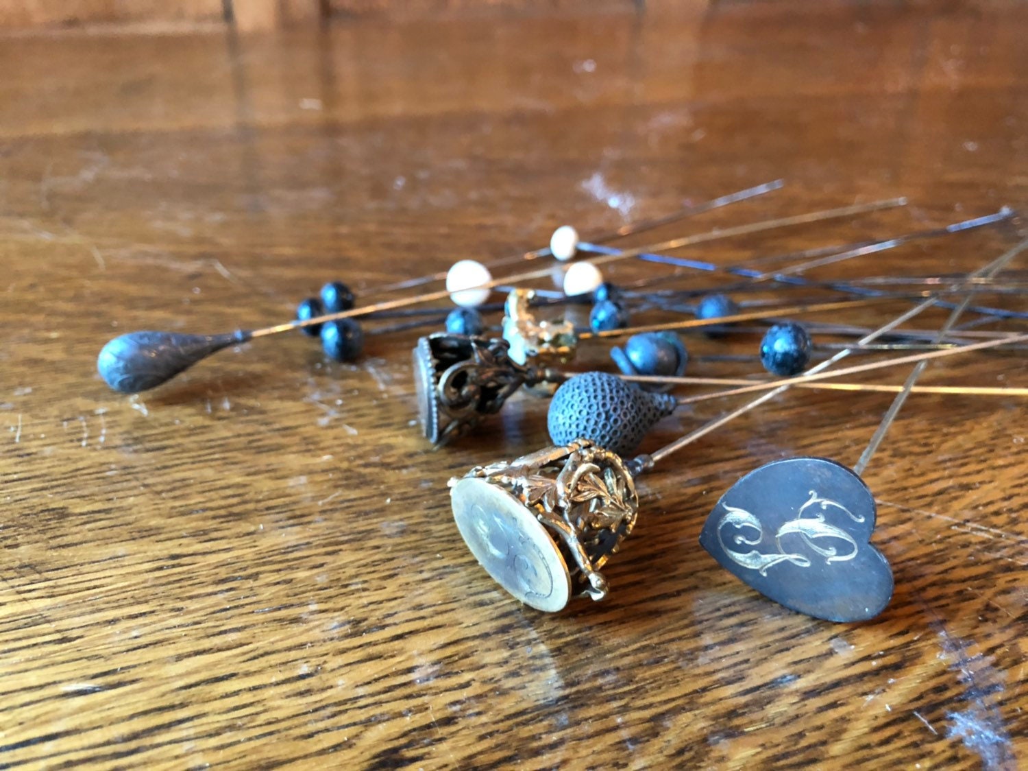 Antique Hat Pins, Lot of 18 Pins, Lovely Antique Hat Pins, Vintage Stick Pins, Victorian Accessories