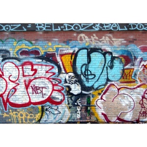 Riesenwandbild zum Schälen und Aufkleben, Graffiti Künstler Unterschriften, NYC