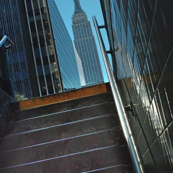 Fine Art Print, 34th Street Subway Exit, Urban Landscape, Empire State Building, New York City, USA