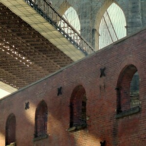 16 x 20  Fine Art Print, Brooklyn Bridge and Tobacco Warehouse, Urban Landscape, Brooklyn, New York City, USA