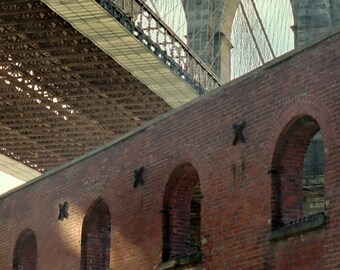 16 x 20  Fine Art Print, Brooklyn Bridge and Tobacco Warehouse, Urban Landscape, Brooklyn, New York City, USA