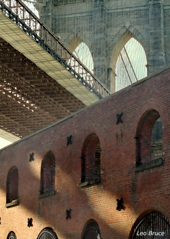 tobacco warehouse dumbo 16 x 20 Fine Art Print, Brooklyn Bridge and Warehouse, Urban Landscape, Brooklyn, New York City, USA Tobacco Warehouse Ruins Dumbo Brooklyn