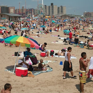Impression d&#39;art, plage de Coney Island, Memorial Day, paysage urbain, Brooklyn NYC, États-Unis