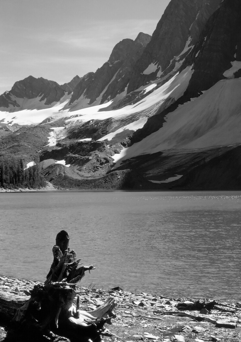 Fine Art Print, Mountain Landscape, Floe Lake, Kootenay National Park, B.C. Canada Black & White