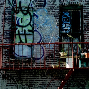 Schälen und aufkleben Wandbild, Manhattan Terrasse, Feuerleiter, Graffiti, New York City USA