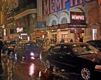 Fine Art Print, Shubert Theatre, Memphis Play, Rainy Night, New York City, USA