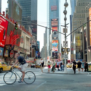 Fine Art Panorama Print, Times Square Bicycle, Urban Landscape, New York City, USA