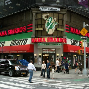 Fine Art Print, Urban Landscape, Mama Sbarro&#39;s Pizza, Broadway, New York City, USA