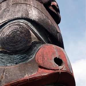 Stampa artistica, arte nativa, totem della costa nord-occidentale, BC Canada