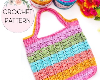 MUSTER - Libellen Markttasche- PDF Download - Häkelanleitung - Strandtasche - Stoffbeutel