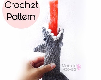 PATTERN - Shark Freeze Pop Cozy- PDF  Download - Fun Pop Cozy - Freezer Pop Cozy Crochet Pattern