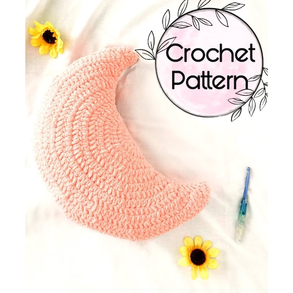 CROCHET PATTERN - Luna Moon Crochet Pillow PDF - Crochet Pillow Pattern - Crochet Tutorial - Moon Pattern - Boho Moon Decor- Celestial Decor