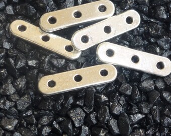10 Metallperlen Spacer Zwischenperlen Linsen 6x4mm versilbert gebürstet