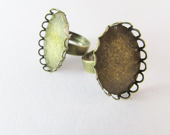 5 Ringrohlinge antique bronze 25x18mm Klebefläche