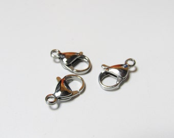 10 Stainless Steel Lobster clasps 15x9mm