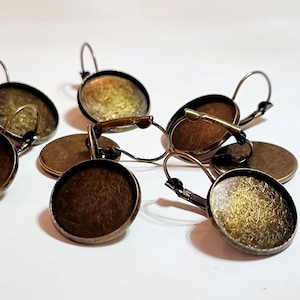 10 antika brons-leverbacks, 18 mm självhäftande yta