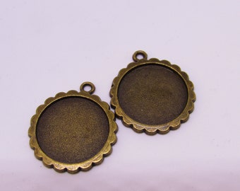 Cabochon Setting Pendant antique bronze 20mm