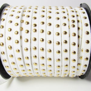 1m  Faux suede cord White 4,5x2mm with Deko rivets