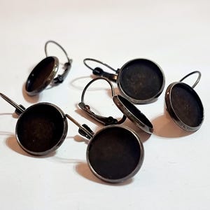 Lever Back hoop earring ant. Bronze tray 14mm